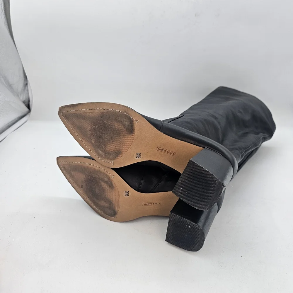 Vince Camuto Lumina Pointed Toe Knee High Boots Black Leather Size 9 - Picture 8 of 11